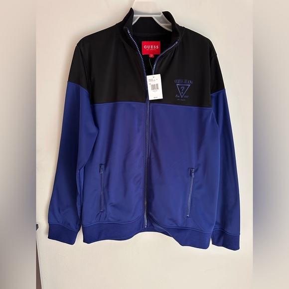 Guess Other - Guess  Black & Blue Zip Front Men’s Track Jacket Casual Classic Size Large